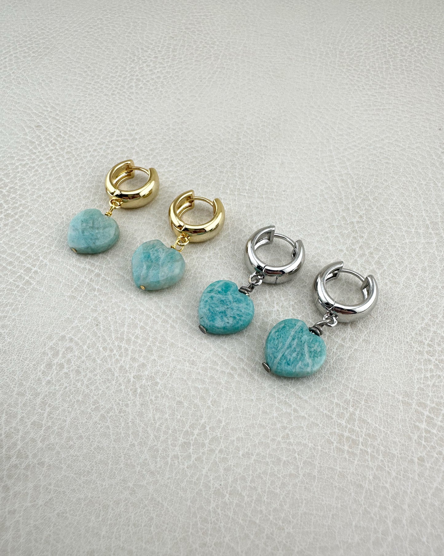 Self-Love Amazonite Heart Huggies