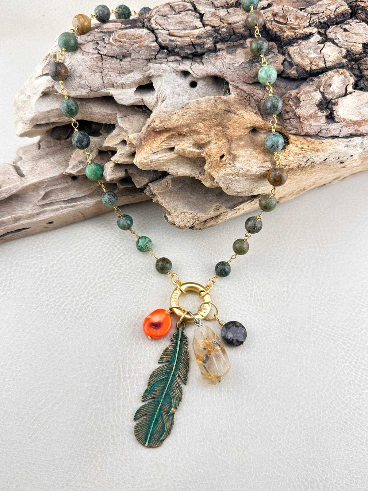 Feather & Stone Necklace