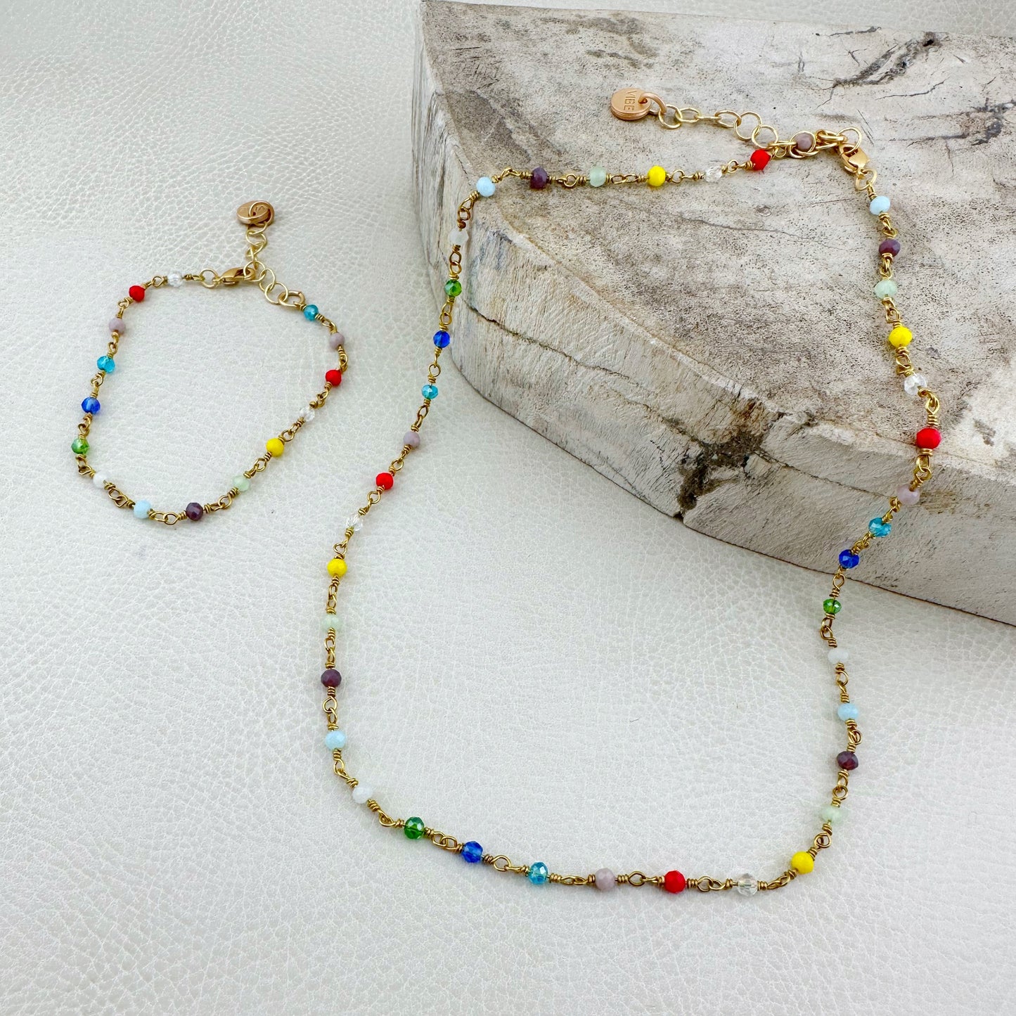 Crystal Confetti Chain and Bracelet set