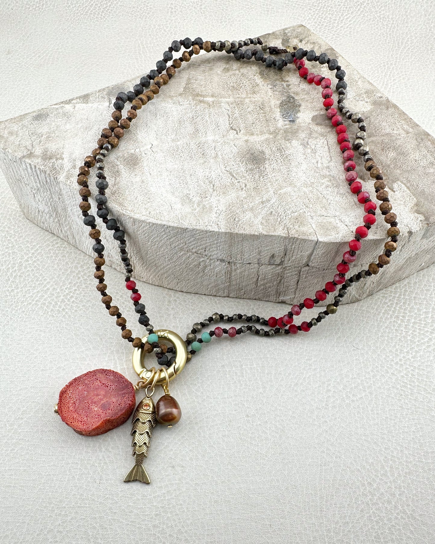 Red Bronze Mix Knotted Chain