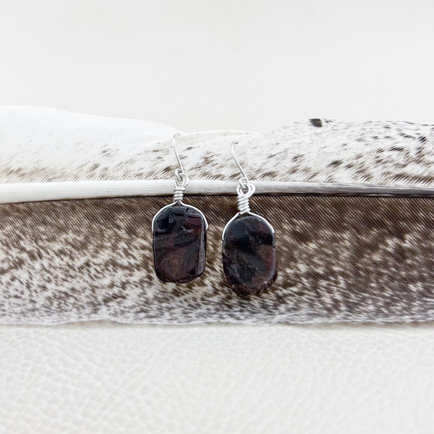 Garnet Oval Drop Earrings