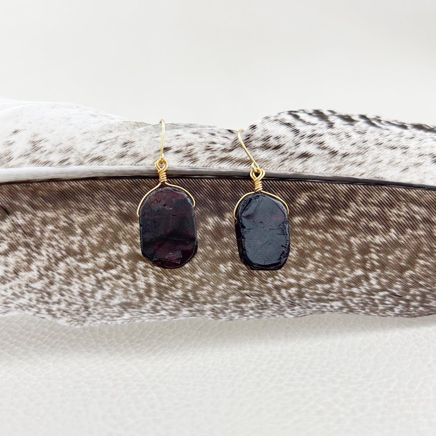Garnet Oval Drop Earrings