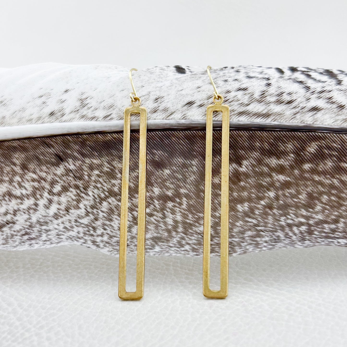 Brass Rectangle Earrings