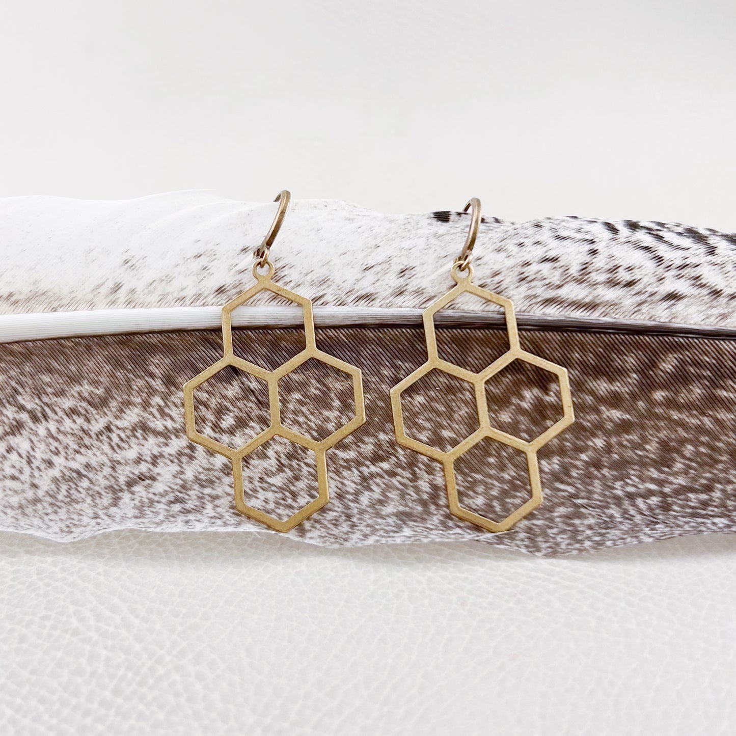 Honeycomb Brass Earrings