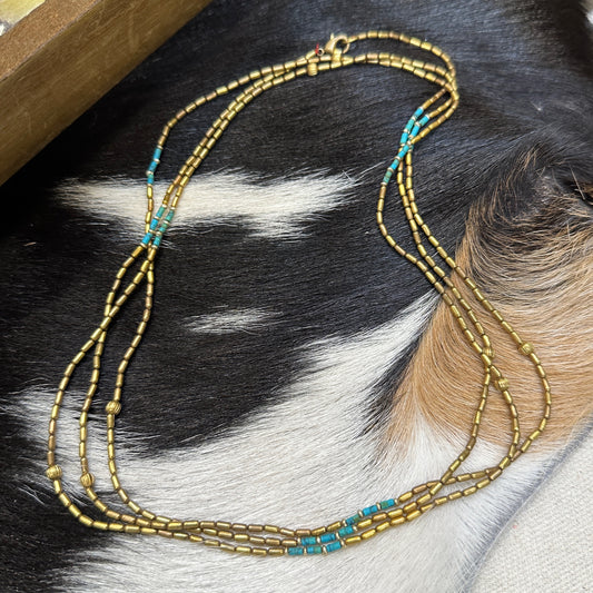 Tibetan Triple Wrap Turquoise Necklace