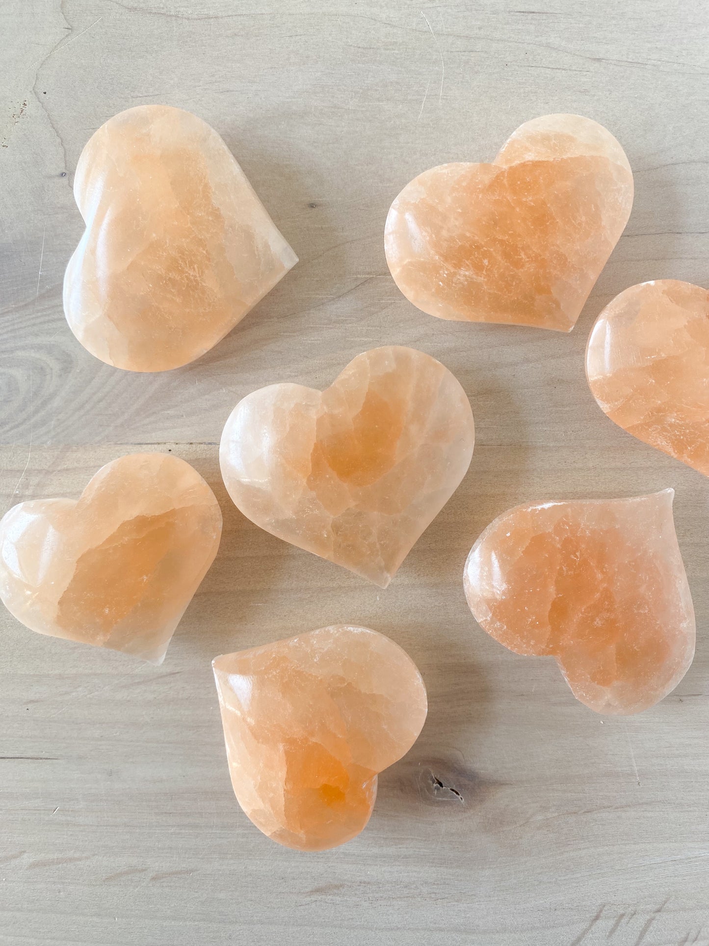Peach Selenite Heart