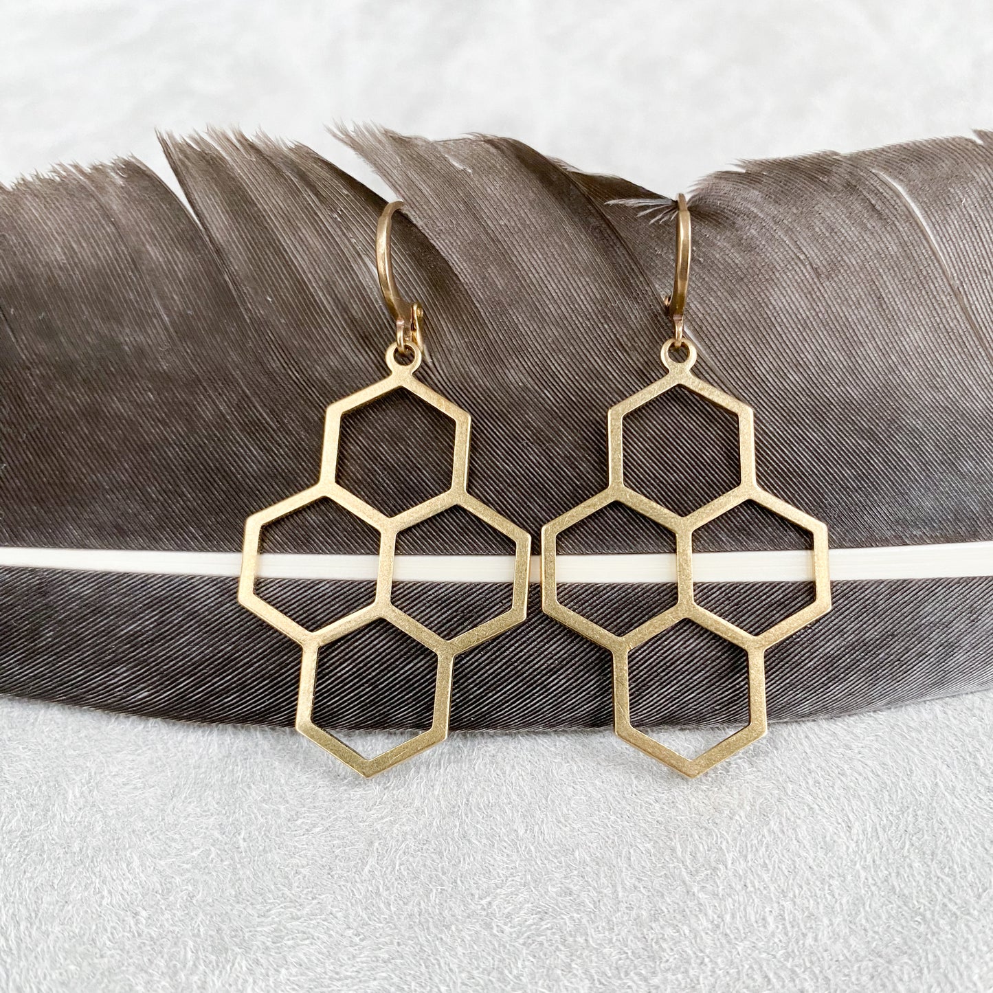 Honeycomb Brass Earrings