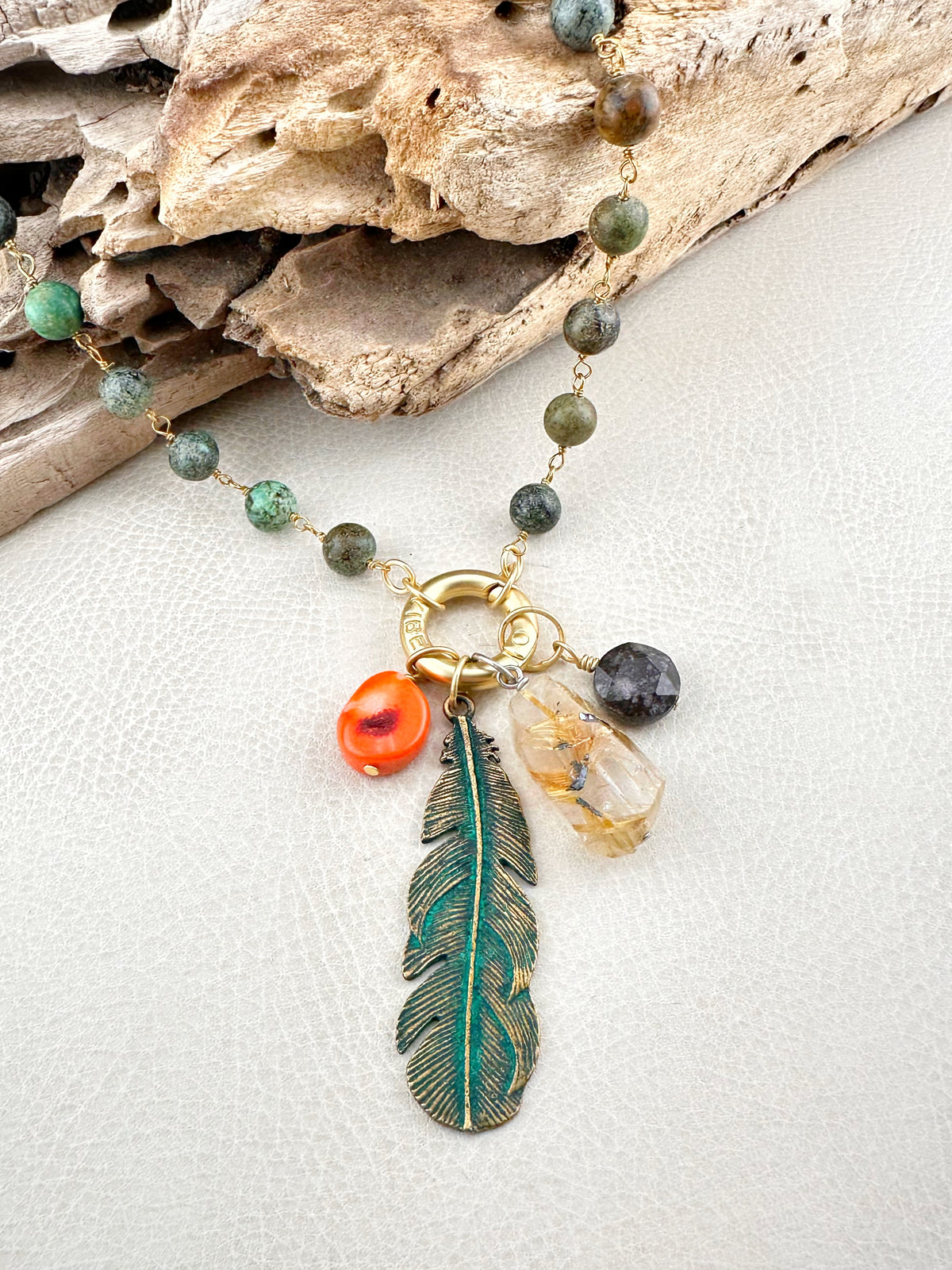 Feather & Stone Necklace