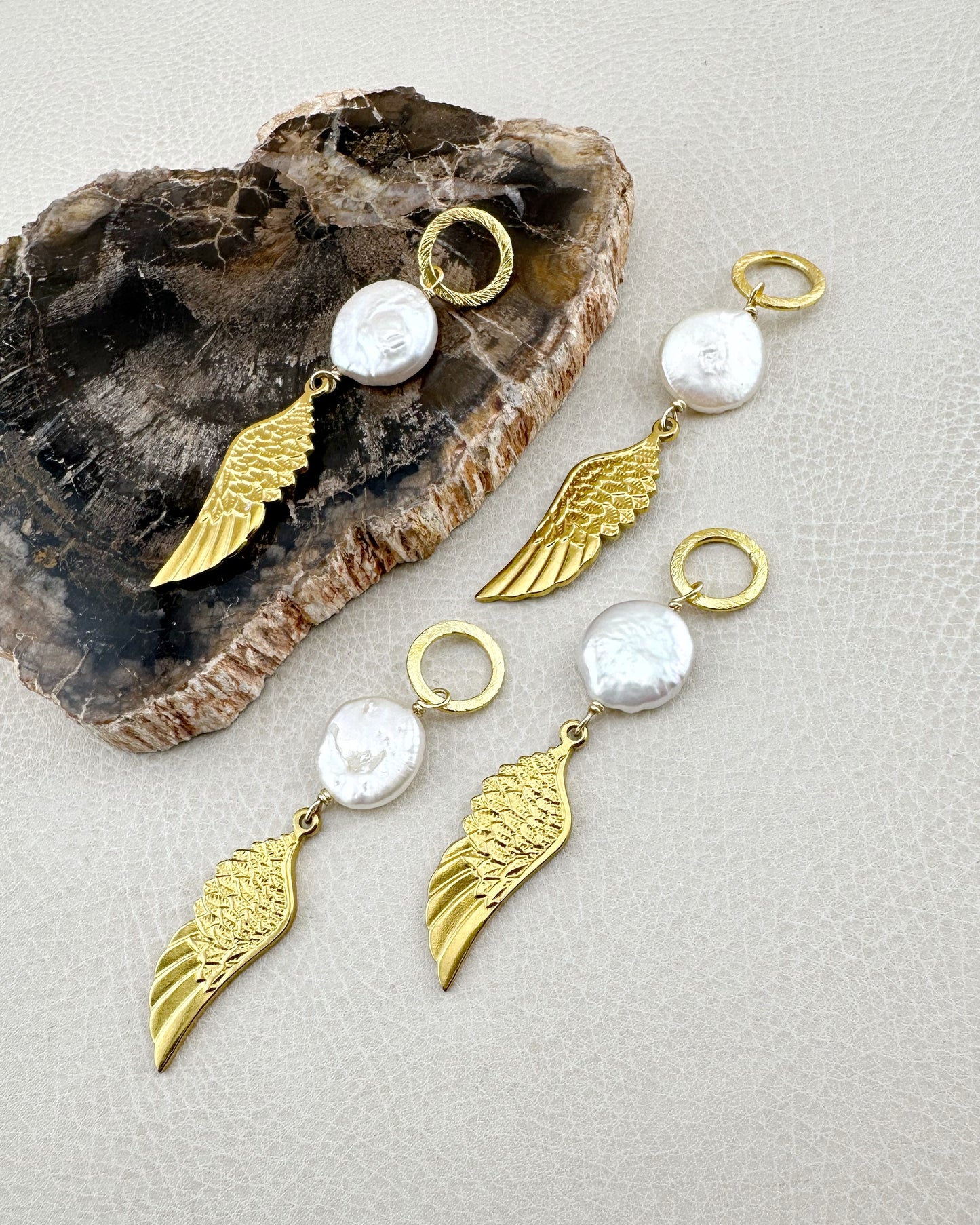 Angel Wing Pearl Charm