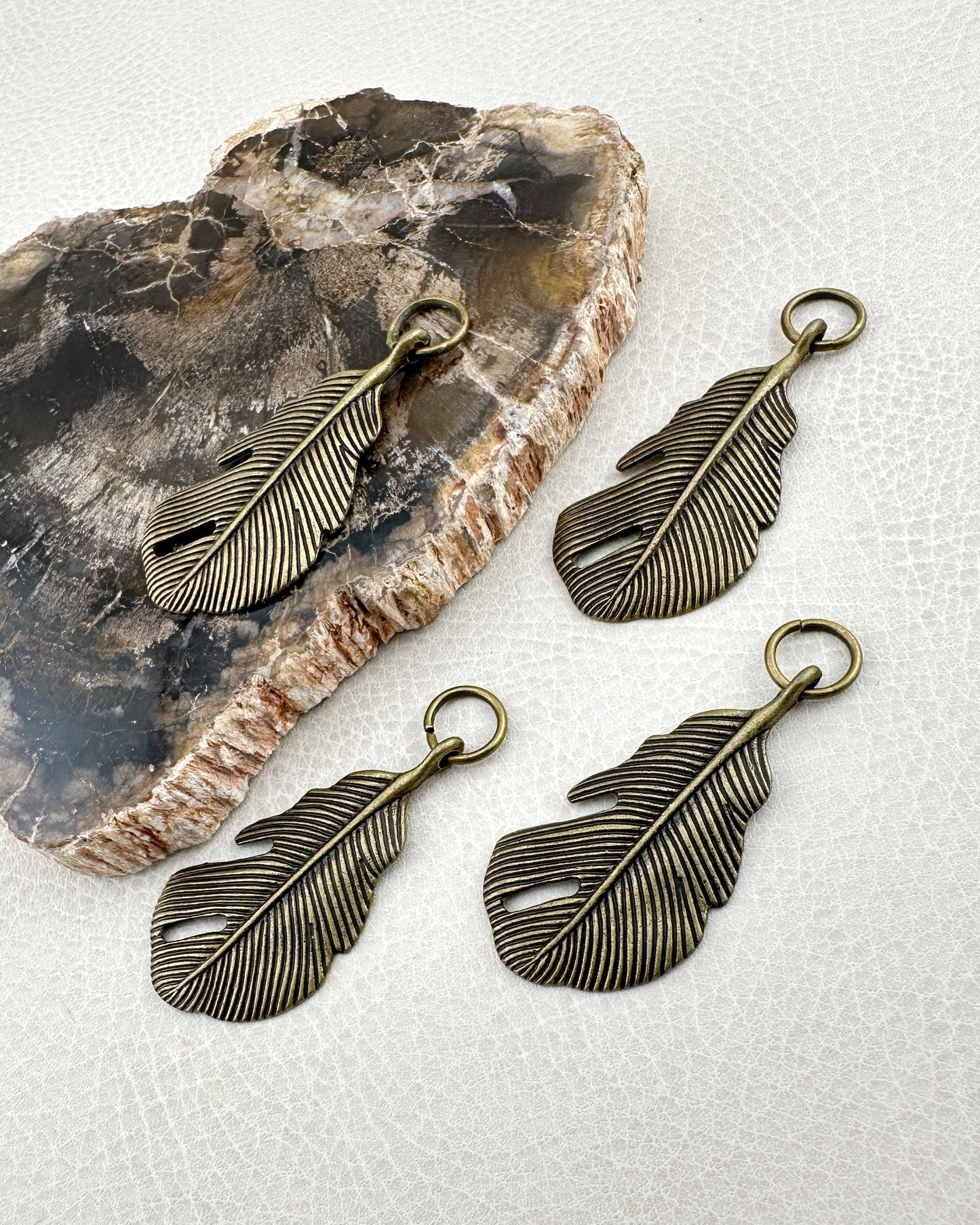 Bronze Feather Charm