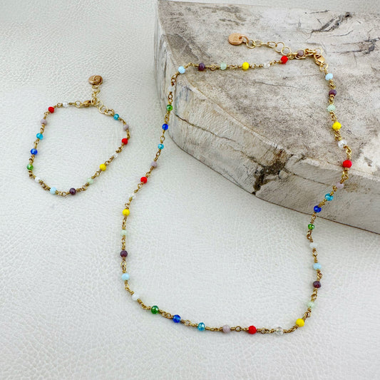 Crystal Confetti Chain and Bracelet set