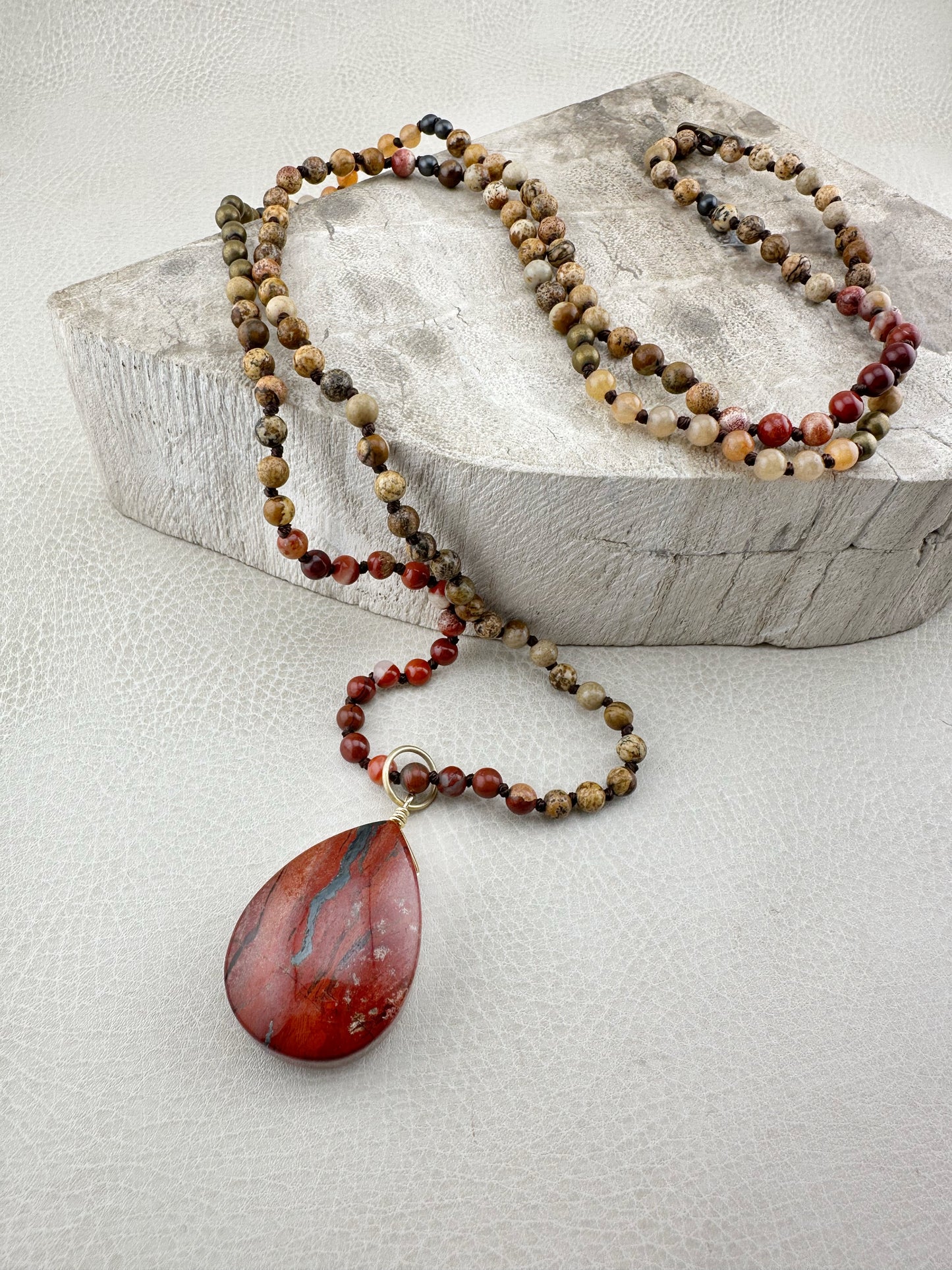 Red Jasper Knotted Chain