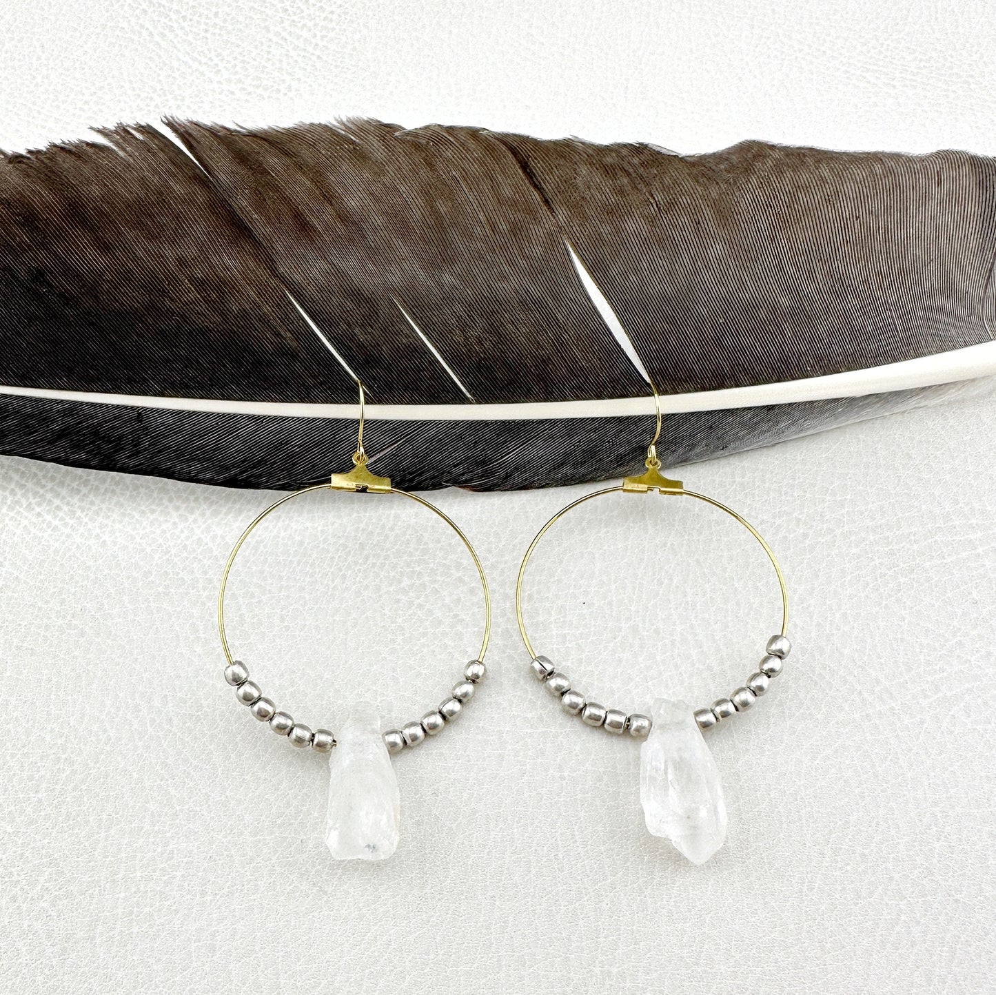 Black Star Quartz Hoops