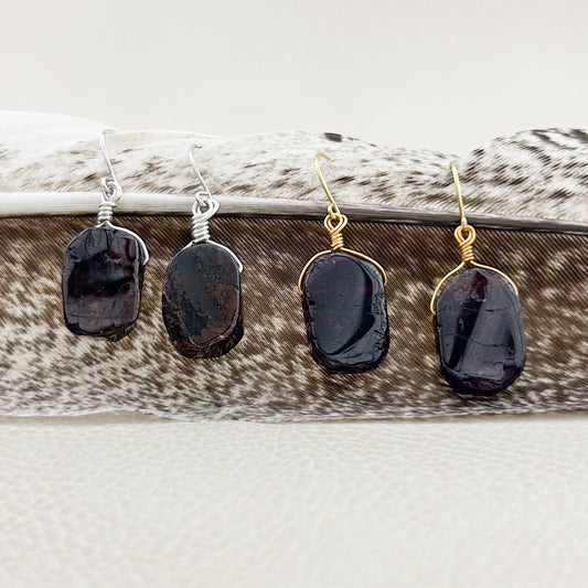 Garnet Oval Drop Earrings