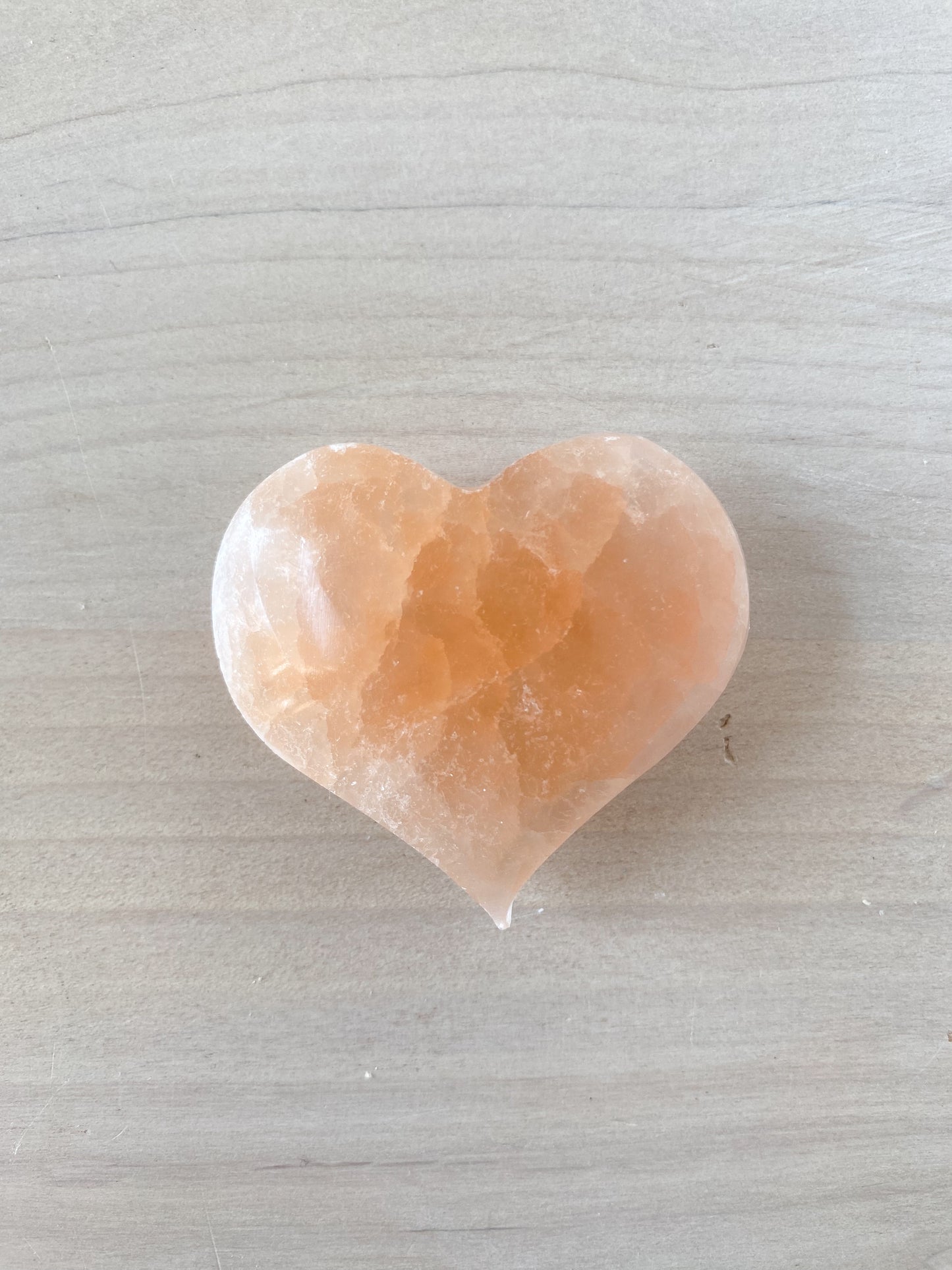 Peach Selenite Heart