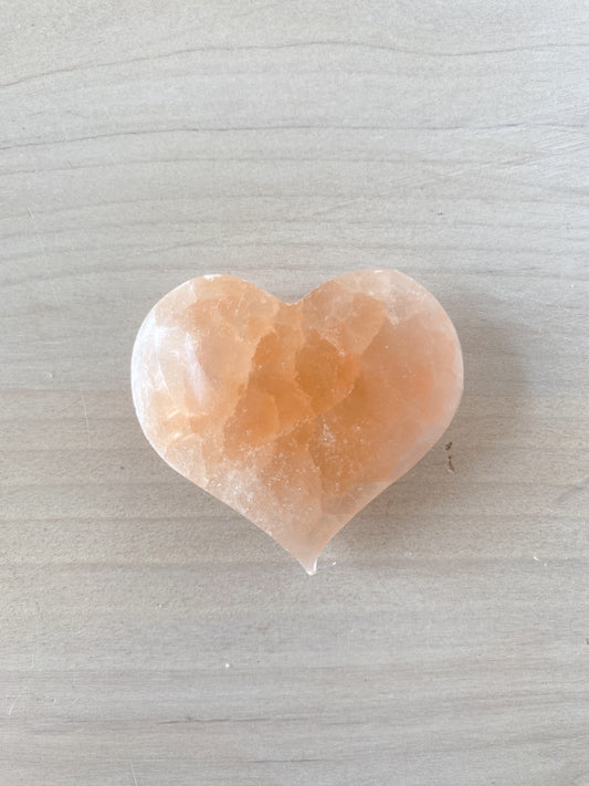 Peach Selenite Heart